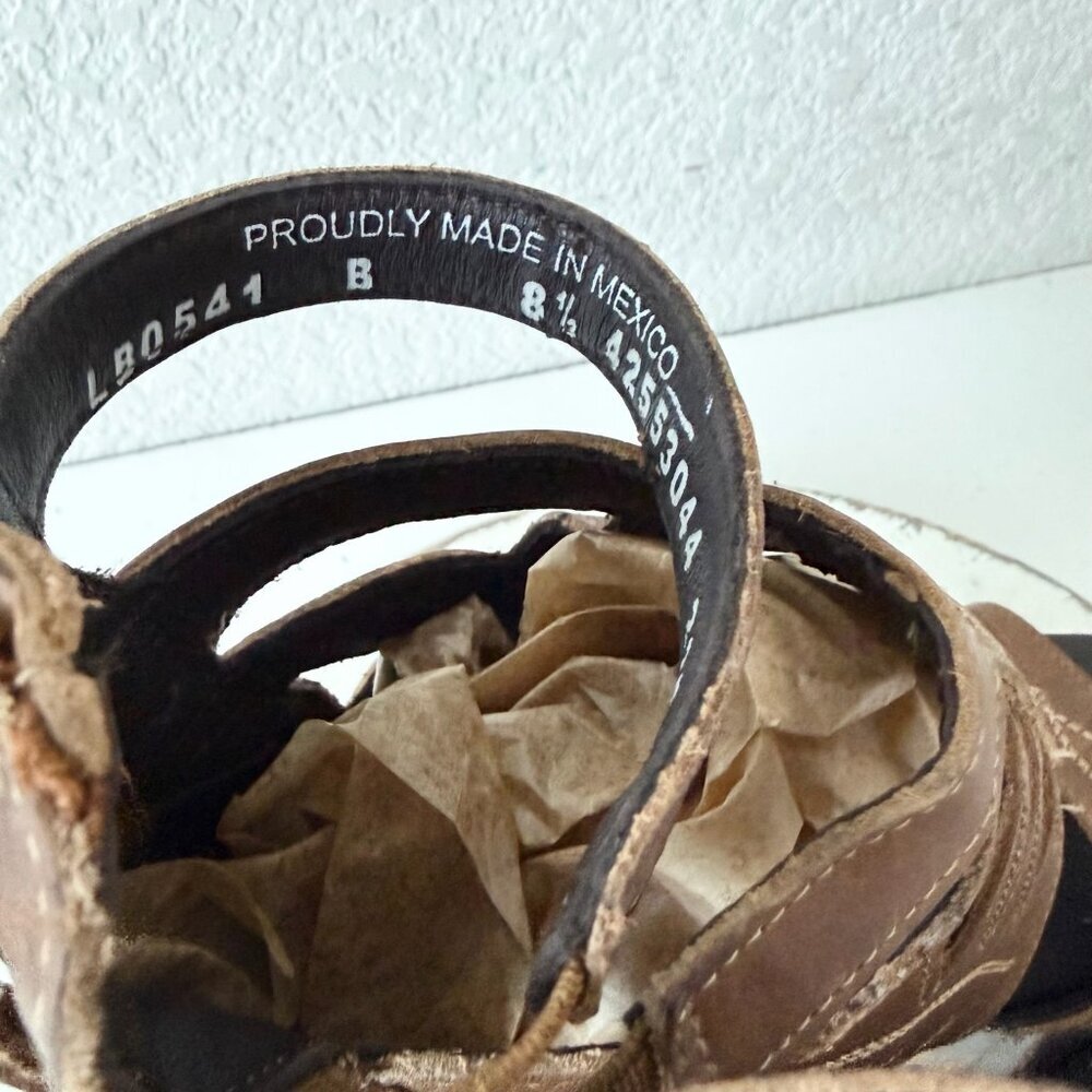NEW Lane Boots BECCA Womens Brown Wedges 8.5 Western Sandals Cowgirl Wooden Heel - Picture 6 of 10